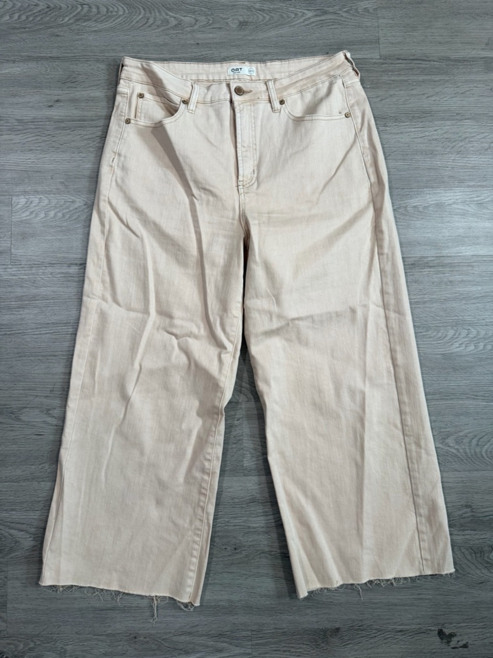 Oat‎ New York Wide Leg Crop Jeans in Light Beige - Women's